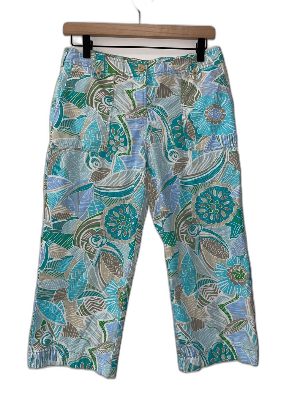 Sigrid Olsen Tropical Floral Capri Pants | Size 4 | 100% Cotton
